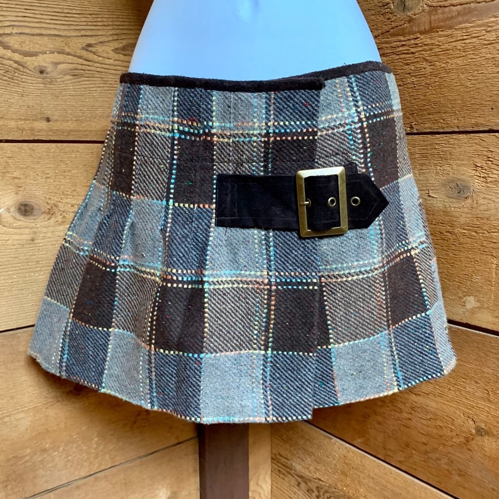 Free People Vintage Tweed Skirt Buckle Mini